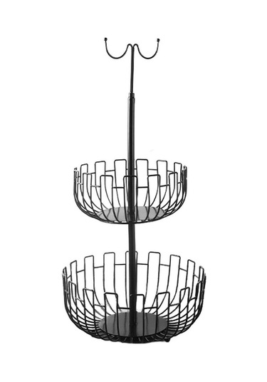 Suntek Demir Sanat 2 Katlı Asılı Meyve Sepeti Tutucu Depolama