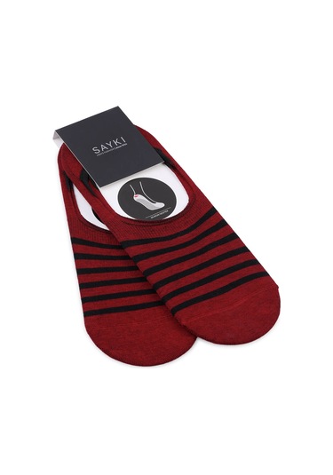 Bordo Desenli Pamuklu İkili Babet Çorap 33803 Model34