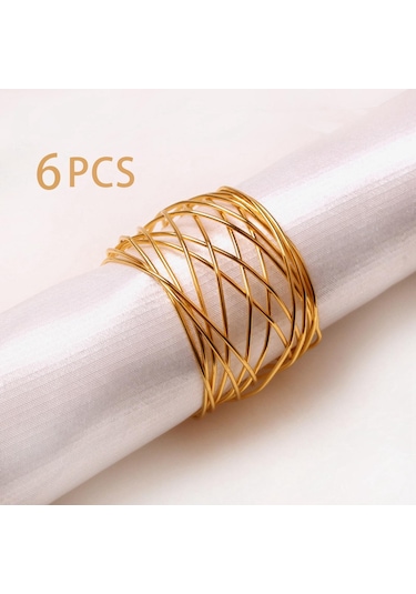 Homyl 6x El Sanatları Peçete Halkaları Parti Yemek Altın Altın