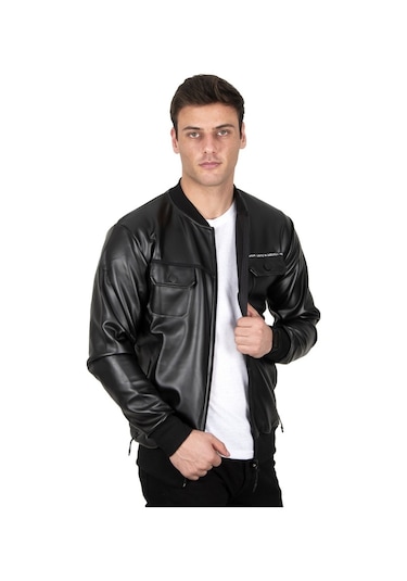 Deepsea Erkek Siyah Suni Deri Kolej Mont 23020660 Siyah