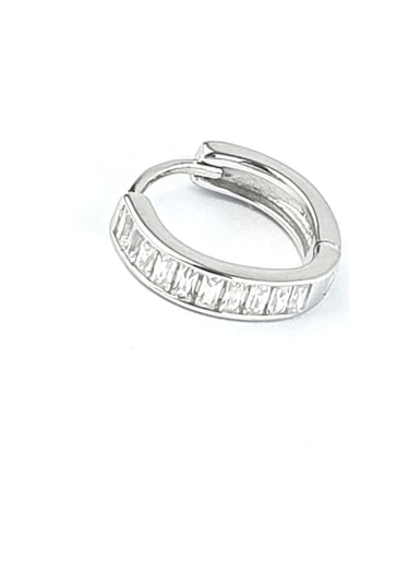 Baget Zirkon Taşlı 925ayar Gümüş Tek Erkek Halka Küpe Gümüş