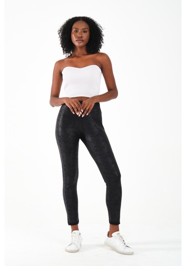 Varak Baskılı Tayt Siyah