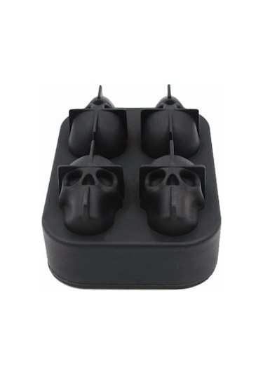 Blue 4 Grids 3d Kafatası Kafa Buz Küpü Kalıp Cadılar Bayramı Kafatası Şekilli Viski Şarap Tepsisi Makinesi Bar Parti Malzemeleri