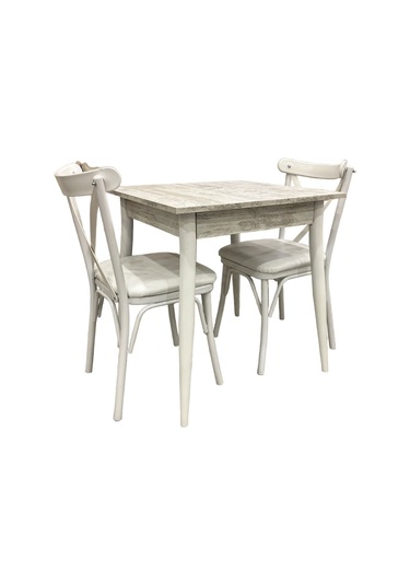 Mendel Masa Ve Bahar Çapraz Sandalye Takımı, Kristal, 70x70 Beyaz