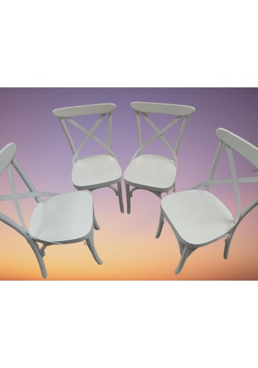 Bengimobilya Sandalye Çapraz Model Klasik Mobilya Kayın Torna Retro 4Adet Parl