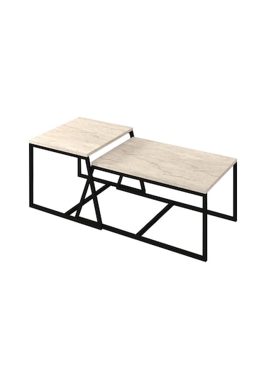 Minimal 2'li Orta Sehpa - Bej Bej