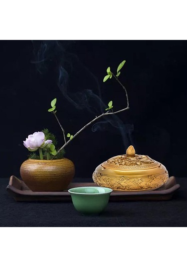 Homyl Kapaklı Dekoratif Kül Tablası Sigara Tutucu İç Altın Altın