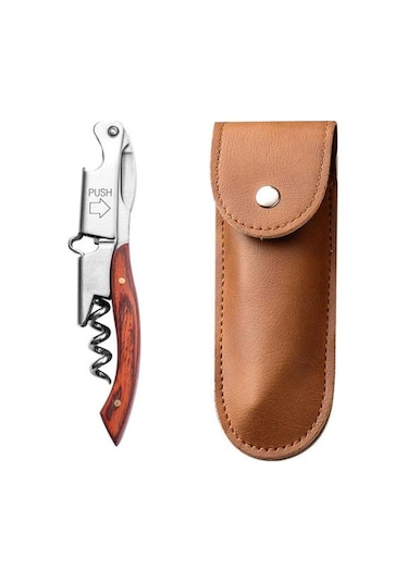 E Kırmızı Şarap Açacağı Emek Tasarrufu Sağlayan Şarap Mantarı Sökücü Paslanmaz Çelik Tirbuşon Mutfak Bar İçin Ahşap Saplı Diğer