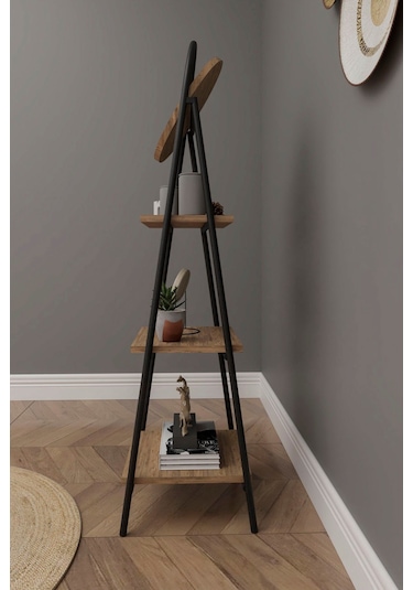 Aynalı 3 Raflı Düzenleyici Kitaplık Atlantik Çam Ofis Ev Hol Modern Çok Amaçlı Raf Ünitesi Atlantik Çam