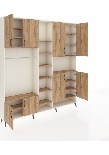 Arges Dolap 18 Raflı 8 Kapaklı Tek Askılı 220x30x243 Aytaşı-çam/çam Atlas Çam/atlas Çam