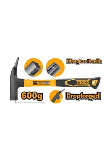 Ingco HRH60028 Fiberglass Saplı Çatı Çekiç 600g