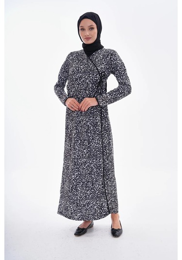 Puantiyeli Yandan Bağlamalı Namaz Elbisesi-21007 Gül Kurusu