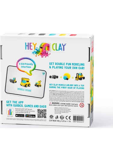 Hey Clay Hava İle Kuruyan Kil 12'li Kutu - İnşaat Araçları renkli