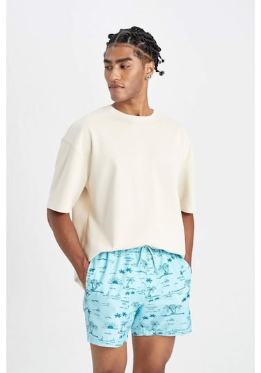 DeFacto Desenli File Astarlı Kısa Boy Deniz Şortu B7634AX24HSTR243
