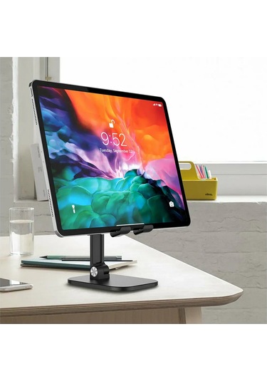 Symbee Alüminyum Telefon Ve Tablet Tutucu - 4 Ayar Özelliği, Taşınabilir, Dürtüye Dayanıklı, Siyah