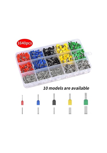 Kosona 1640 Adet Bakır Terminals Seti: 590 Isole + 1050 Isolütsüz Klempler, Elektrik Projeleri İçin Güvenilir Bağlantı, Ac/dc Uyumlu