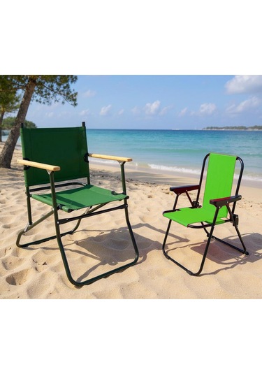 Exent 140 Kg Kapasiteli Katlanır Kamp Sandalyesi Ve 2-6 Yaş Lüx Çocuk Piknik Sandalyesi-yeşil Kırımızı