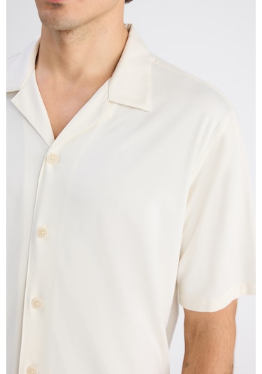 Twn Slim Fit Ekru Armürlü Gömlek 6ec02st09334m E01