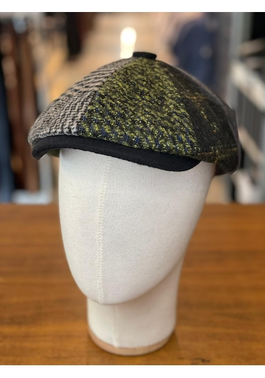 Hamze Peaky Blinders Tarz İngiliz Model Balıksırtı Desen Kaşe Kumaş Kasket Şapka Çok Renkli
