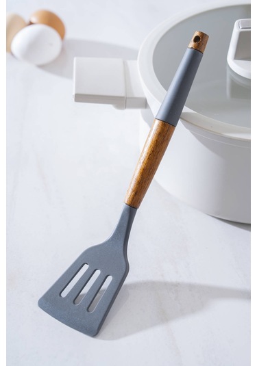 Evero Delikli Silikon Spatula - 28 Cm Gri