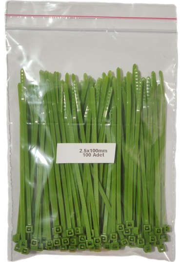 Plastik Kablo Bağı - Açık Yeşil - 2.5 MM x 100 MM - Cırt Kelepçe