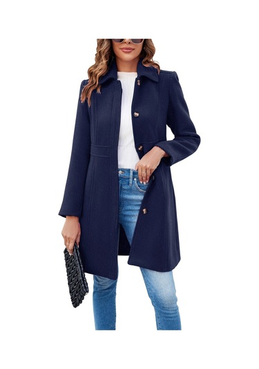 Dikiş Detaylı Tasarım Kaşe Kaban Lacivert