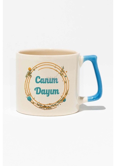 Canım Dayım Baskılı Doğum Günü Hediyelik Baskılı Mavi Kulplu Modern Seramik Kupa MAvi