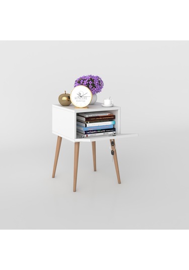 Kenzlife Komodin Kazuki Byz 60 39 39 Komidin Ahşap Ayaklı Kitaplık Ayakkabılık Kapaklı Arkalıklı Beyaz