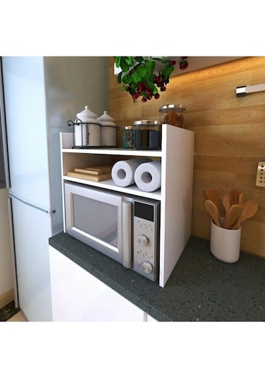 Beyaz Tezgah Üstü Raf - Fırın, Mıkrodalga Organızer Düzenleyici