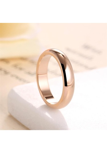 Gümüş Moda Paslanmaz Çelik Çift Yüzük Kadınlar İçin Basit Pürüzsüz Gül Altın Çelik Yüzükler 5 Gümüş