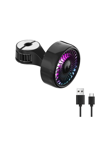 Fortunelane Araba Koltuk Usb Fan: 3 Hız, Led Işıklar, 22 Lbs Taşıma, Siyah Abs+silikon