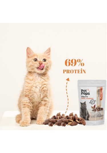 Petpops Tavuk Yürek Freeze Dry Kedi Ödül Maması 40 G