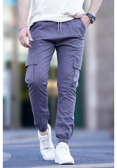 Madmext Erkek Gri Kargo Cep Pantolon 5647 Gri