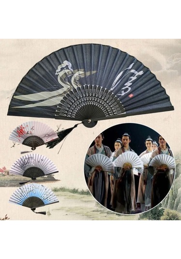 Singree Dans Gösterileri İçin Klasik Bambuslu İpek Çelik Fan - Çin-japon Stili, Nikah, Banket, Hediye