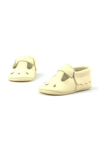 Hapshoe Kids Hakiki Deri Bej Lastikli Kız Bebek Patik Bej