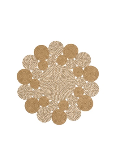 Cool Halı Luke 432 Natural Yuvarlak Halı Bohem Örgü Hasır Kilim Dekoratif Mutfak Balkon Banyo Halısı