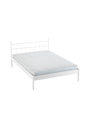 Lalas-s Çift Kişilik Ferforje Metal Karyola-beyaz Ahşap Latalı