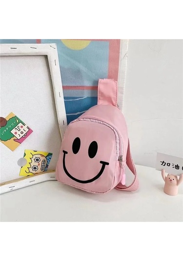 Çocuk Küçük Göğüs Çantası Moda Ve Şık Askılı Çanta Erkek Kız Pembe