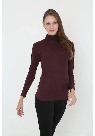 Kadın Tam Boğazlı Fitilli Likrali Koşkorse Badi - Bordo