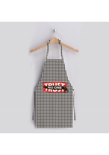 Trust No One Mutfak Önlüğü Keten Kumaş, Uluslararası Yıkama Ve Solmama Sertifikası Çok Renkli