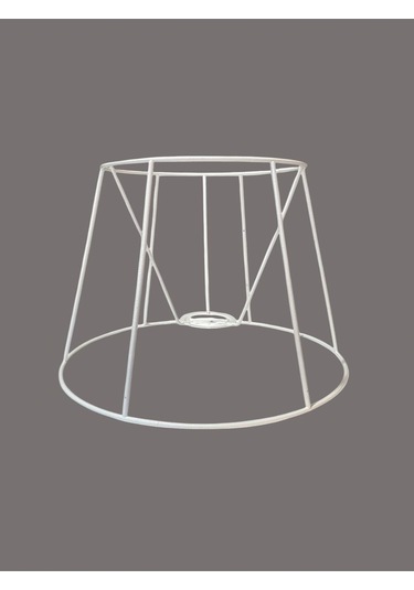 Konik Abajur Teli İskeleti Beyaz Statik Boyalı E27 Çap 30 Cm Metal