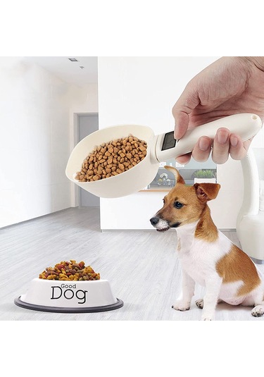 Evcil Hayvan Ölçüm Kaşığı Elektronik Tartım Aracı Dijital Mutfak Terazisi Beyaz