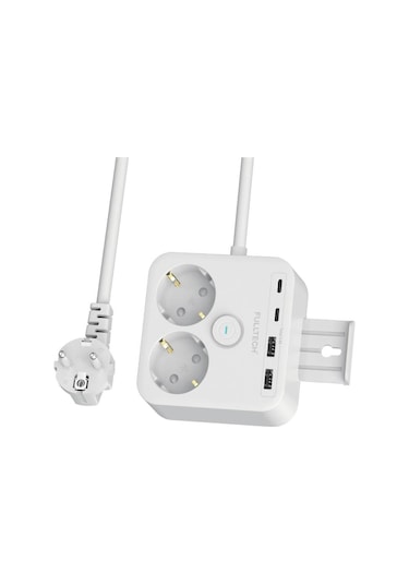Fulltech Beyaz Termal Akım Korumalı 2'li Priz 2x Type-C 2x Usb 3680 W FTR-21