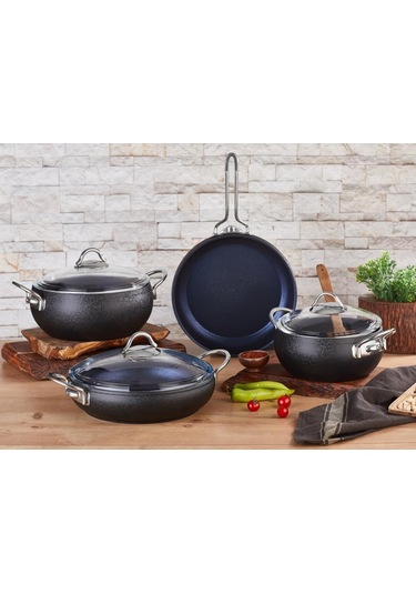 Amboss Aquamarine Diamond Titanium 3X Kaplama 7 Prç Granit Tencer