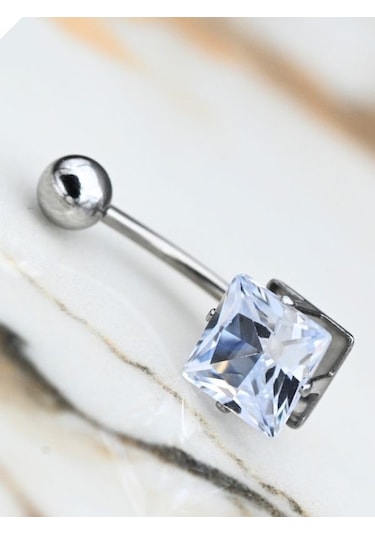 316l Cerrahi Çelik Kare Zirkon Taş 8 Mm Zirkon Taş Göbek Piercing-gbkpr62