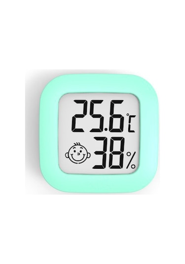 Jzcat Mini Gülen Yüz Elektronik Termohigrometre-yeşil