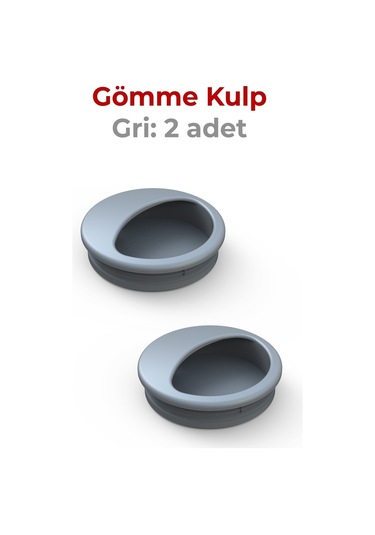 Adilon Gömme Kulp, 50 mm, Gri (2 Adet)