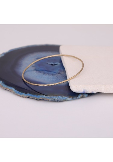 925 Ayar Altın Mikron Kaplama Burgulu Ajda Gümüş Bilezik - Bv00103 Gold