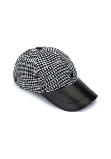 Tamer Tanca Erkek Deri & Tekstil Siyah Beyzbol Şapka 524 1121 Sapka Sk24-25 Syh/byz Dsnl Siyah Beyaz