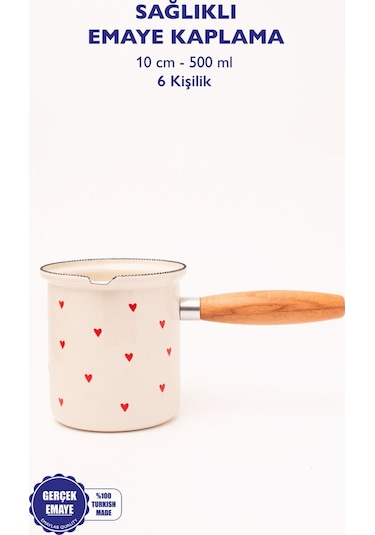 Cupid Emaye Ahşap Saplı Cezve 500ml-6 Kişilik
